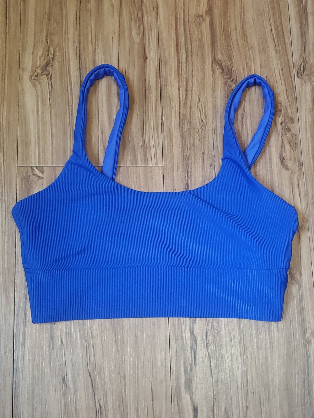 Beach Riot Blue Ribbed Stretch Sports Bra